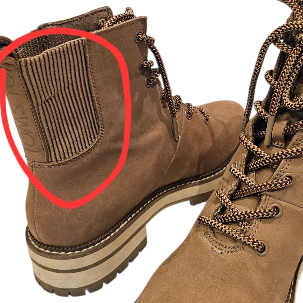 TOMS Frankie Boot Lace-up Sz.7.5 Tan Leather - Picture 14 of 16